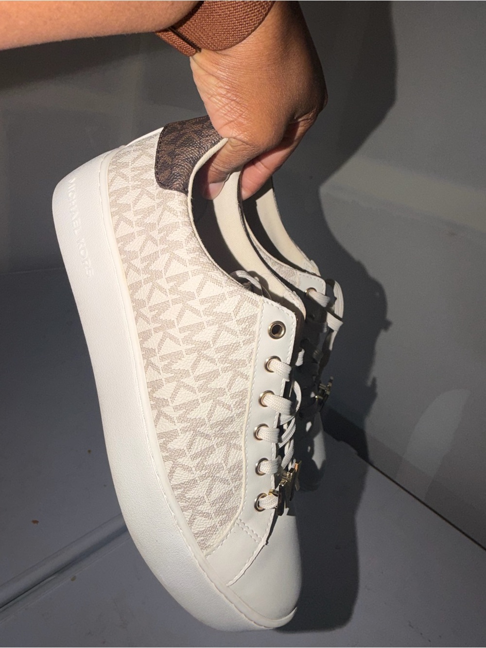 Michaels Cream and Gold Logo Canvas Sneaker